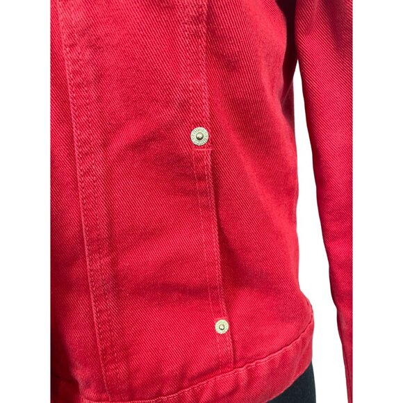 Vintage Guess Jeans Women's Button Down Red Denim Jean Jacket Sz M - Picture 8 of 13